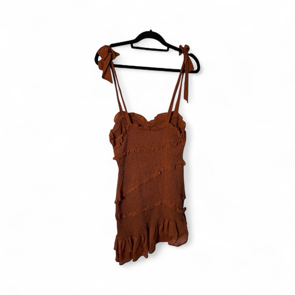 Astr Asymmetrical Dress in Rust Brown